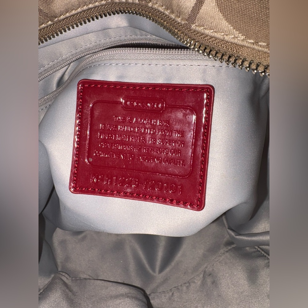 Sold Coach Poppy Beige and Red Tote Bag - Picture 7 of 10